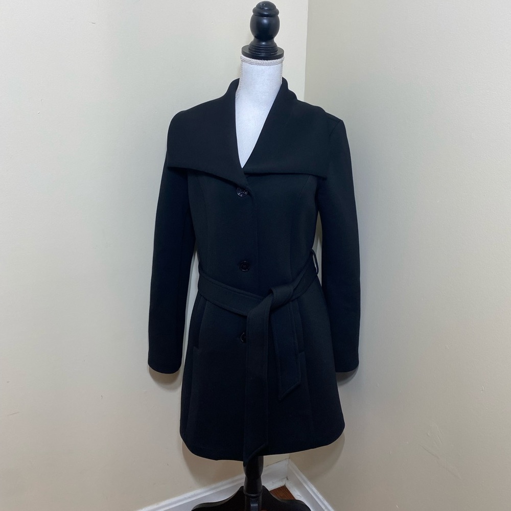 Laundry By Shelli Segal || STRETCH black Coat SZ Medium - Picture 2 of 9